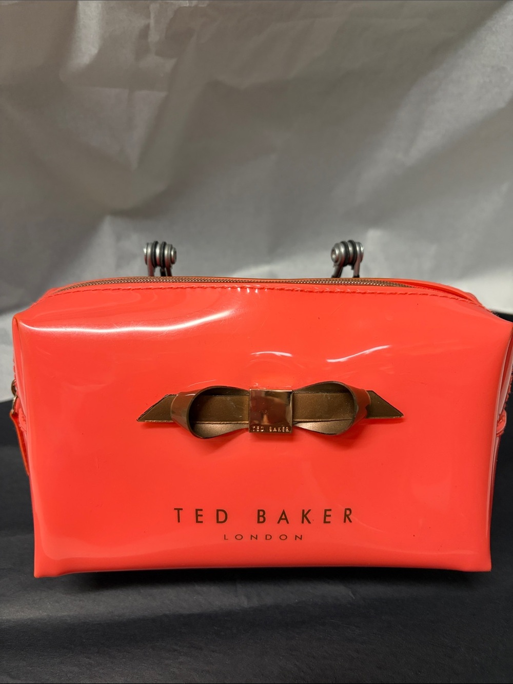 Ted Baker Coral Patent Bow Makeup Case